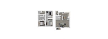 a floor plan of a bedroom and a living room