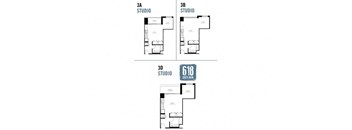 Studio with Den 518- 605 sq. ft.