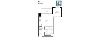 Studio 518 sq. ft.