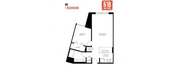 One Bedroom 1 Bath 777 sq. ft.