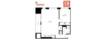 One Bedroom 1 Bath 945 sq. ft.