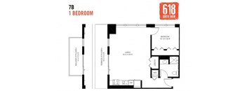 One Bedroom 1 Bath 718 sq. ft.