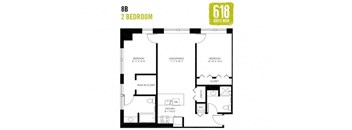 Two Bedroom 2 Bath 1044 sq. ft.