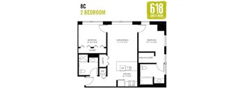 Two Bedroom 2 Bath 861 sq. ft.