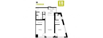 Two Bedroom 2 Bath 1241 sq. ft.