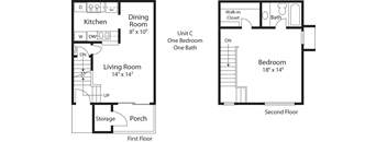 a floor plan of a house with a bedroom and a living room
