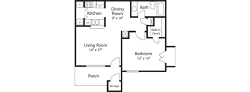 a floor plan of a house with a bedroom and a living room