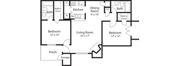 a floor plan of a house with a kitchen and a living room