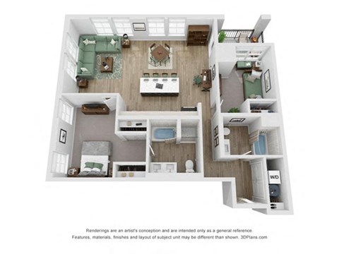 the outlook floor plan  1 bedroom  1199 square feet