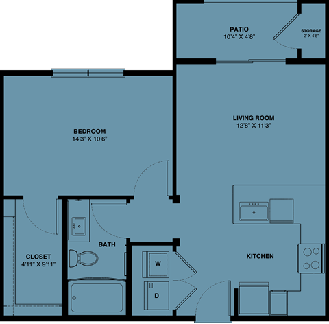A1 1 bedroom apartment floorplan at the Park at Speyside
