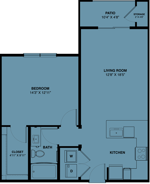 A1a 1 bedroom apartment floorplan at the Park at Speyside