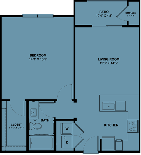 A1b 1 bedroom apartment floorplan at the Park at Speyside