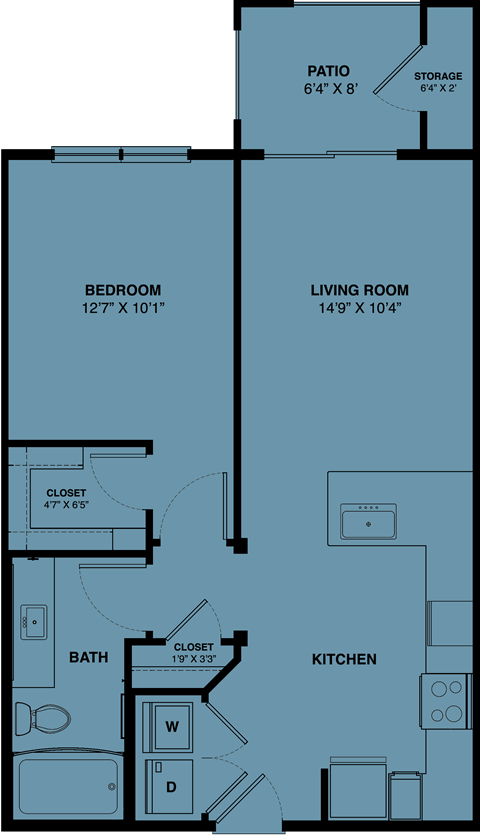 A2 1 bedroom apartment floorplan at the Park at Speyside