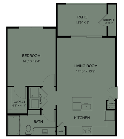 A2-Gillespie Floor Plan at Three Hills Apartments