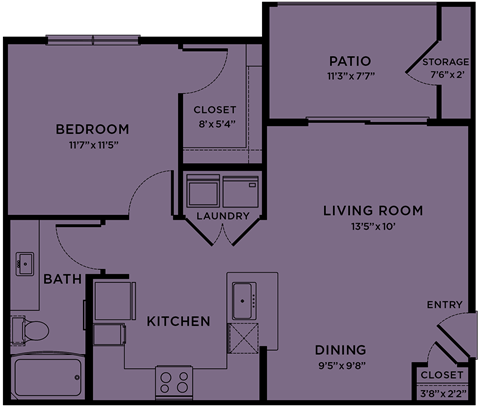 a floor plan of a bedroom apartment with a living room and a dining room