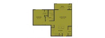 a floor plan of a unit with a bedroom and a living room