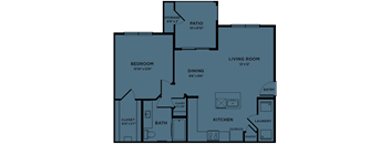 A3 80% MFI affordable 1 bedroom apartment floorplan at Bridge at Paloma