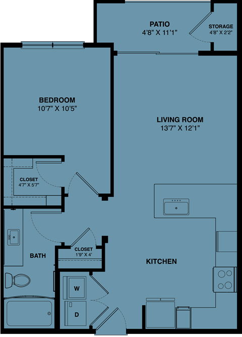 A3 1 bedroom apartment floorplan at the Park at Speyside