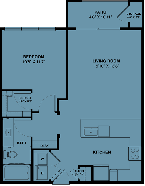 A3a 1 bedroom apartment floorplan at the Park at Speyside