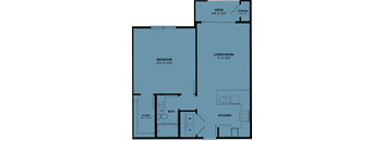 A3b 1 bedroom apartment floorplan at the Park at Speyside