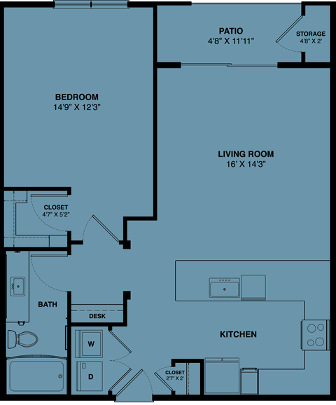 A3c 1 bedroom apartment floorplan at the Park at Speyside