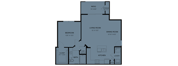 A4-Mason Unit Type at Three Hills Apartments in South Austin