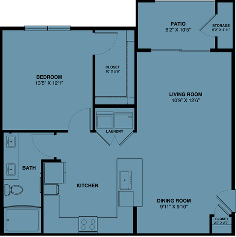 A4 1 bedroom apartment floorplan at the Park at Speyside