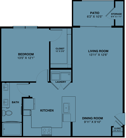 A4a 1 bedroom apartment floorplan at the Park at Speyside