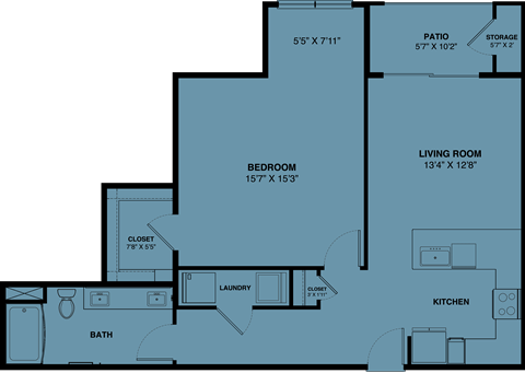 A6 1 bedroom apartment floorplan at the Park at Speyside