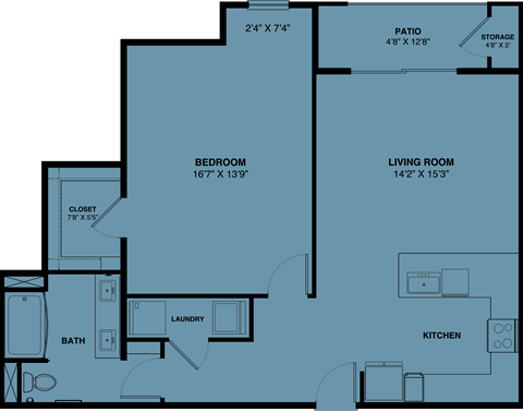 A7 1 bedroom apartment floorplan at the Park at Speyside