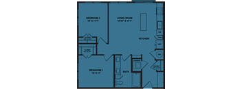A blueprint of a house layout with labeled rooms and dimensions.