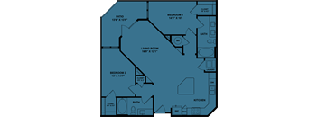 A blueprint of a house layout with labeled rooms and dimensions.