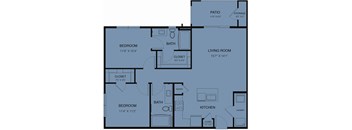 A blueprint of a house layout with labeled rooms and dimensions.
