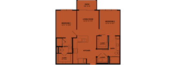B1 2 bedroom apartment floorplan at the Park at Speyside