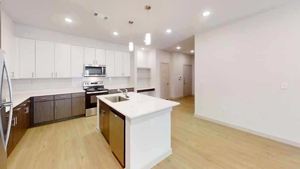 Built-In Desks and Spacious Kitchens at ThreeTwenty at the Vybe in Kyle, Texas.