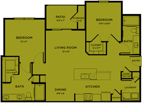B2 Floor Plan at Paloma, Texas, 78754
