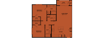 B2a 2 bedroom apartment floorplan at the Park at Speyside