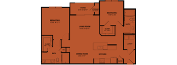 B4 2 bedroom apartment floorplan at the Park at Speyside