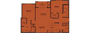 B4a 2 bedroom apartment floorplan at the Park at Speyside