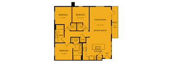 a floor plan of a bedroom house with a living room and a dining room
