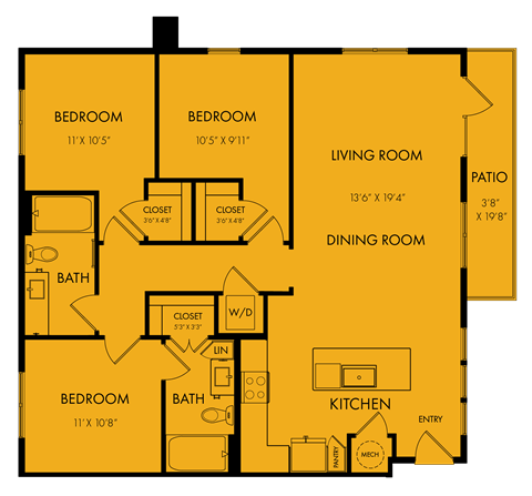 a floor plan of a bedroom house with a living room and a dining room