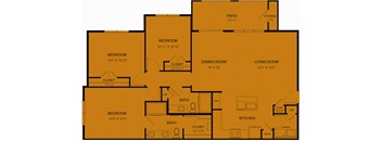 floor plan of the living area and dining room of the pool house