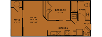 E1 80% MFI affordable studio / efficiency apartment floorplan at Bridge at Paloma