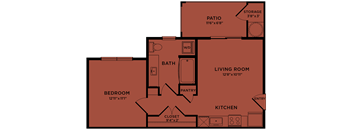 E2 80% MFI affordable studio / efficiency apartment floorplan at Bridge at Paloma