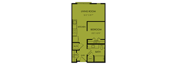 floor plan of the living room and kitchen of the small house