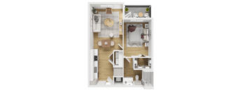 3D furnished one bedroom floor plan 1 at Matador Apartments, Austin