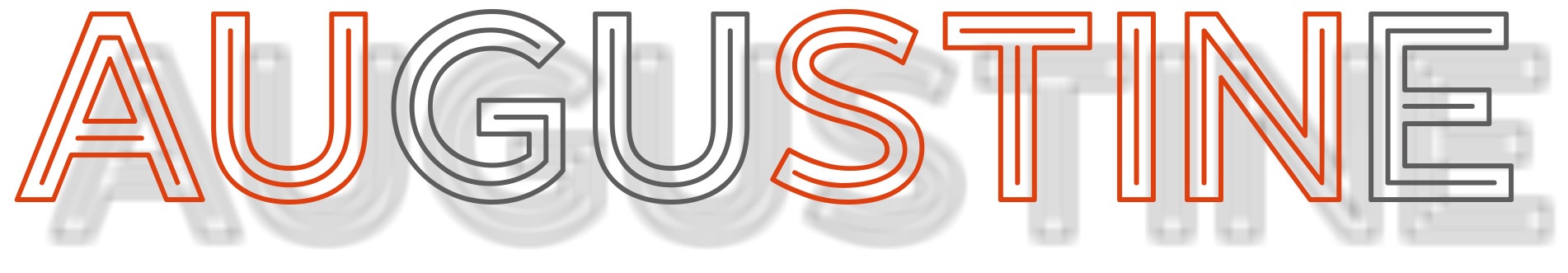 The word "AUGUSTINE" is written in red and grey with a shadow effect.