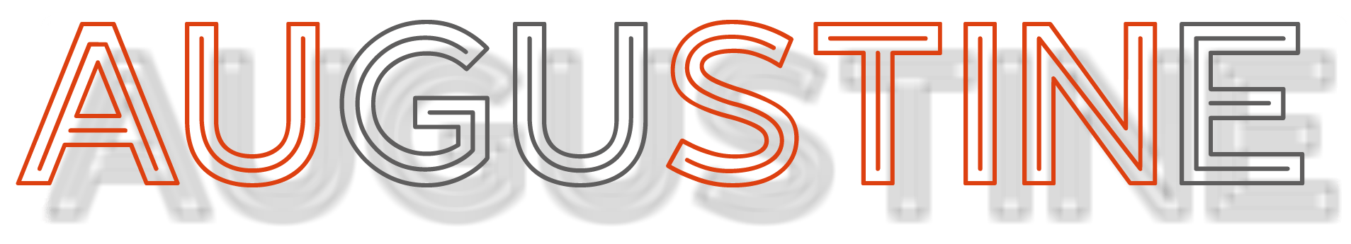 The image displays the word "AUGUSTINE" in a stylized font with alternating red and grey colors.
