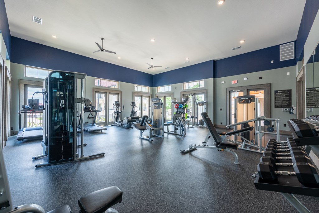 take advantage of the fitness center to work out in our state of the art gym / fitness center at Bridge at Paloma Affordable Apartments 78754 Northeast Austin