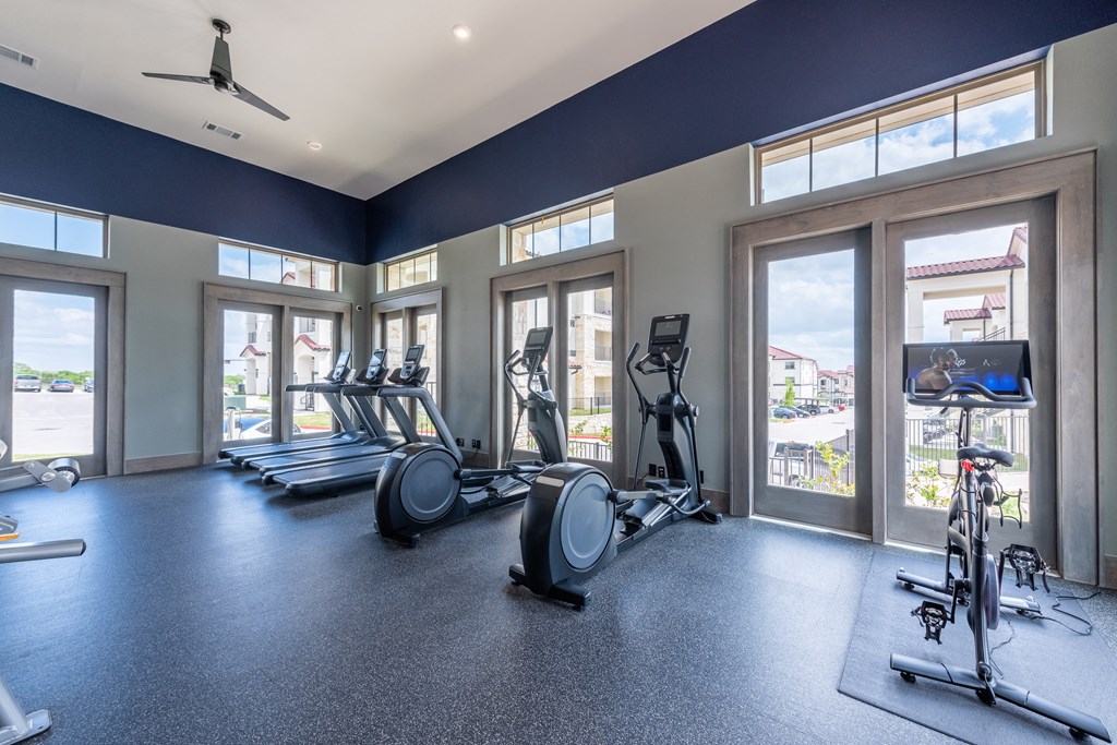 take advantage of the fitness center to work out in our state of the art gym / fitness center at Bridge at Paloma Affordable Apartments 78754 Northeast Austin